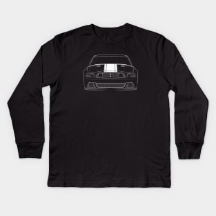 Front/Profile - 2013 Ford Mustang Boss 302 - stencil, white Kids Long Sleeve T-Shirt